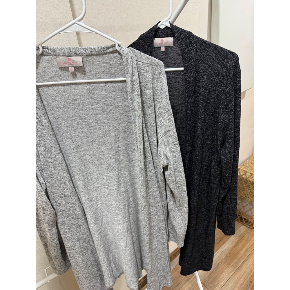 Laurie Felt Los Angeles Womens XL Open Front Cardigan Bundle Gray Charcoal 2pc